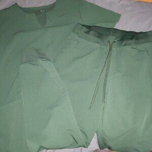 Dark green manadala scrubs